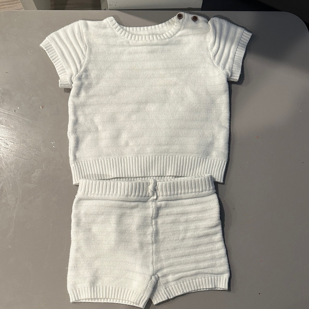 Janie and Jack White Knit Kids Matching Set